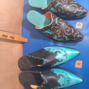 womens mules Corral turq black inlay and Caborca size 5, one or both